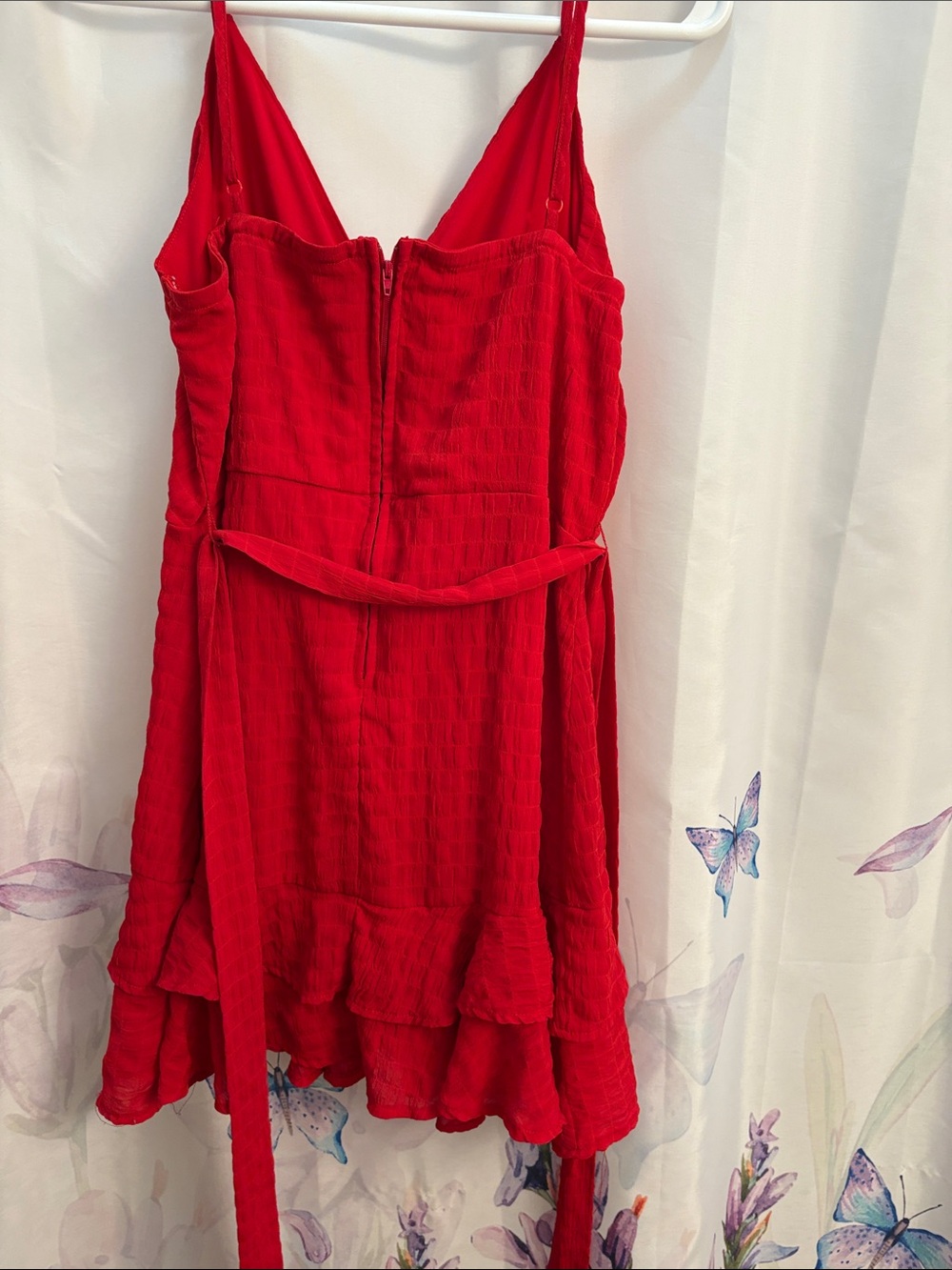 Trixxi Red Ruffled Mini Dress L/XL - Picture 4 of 4